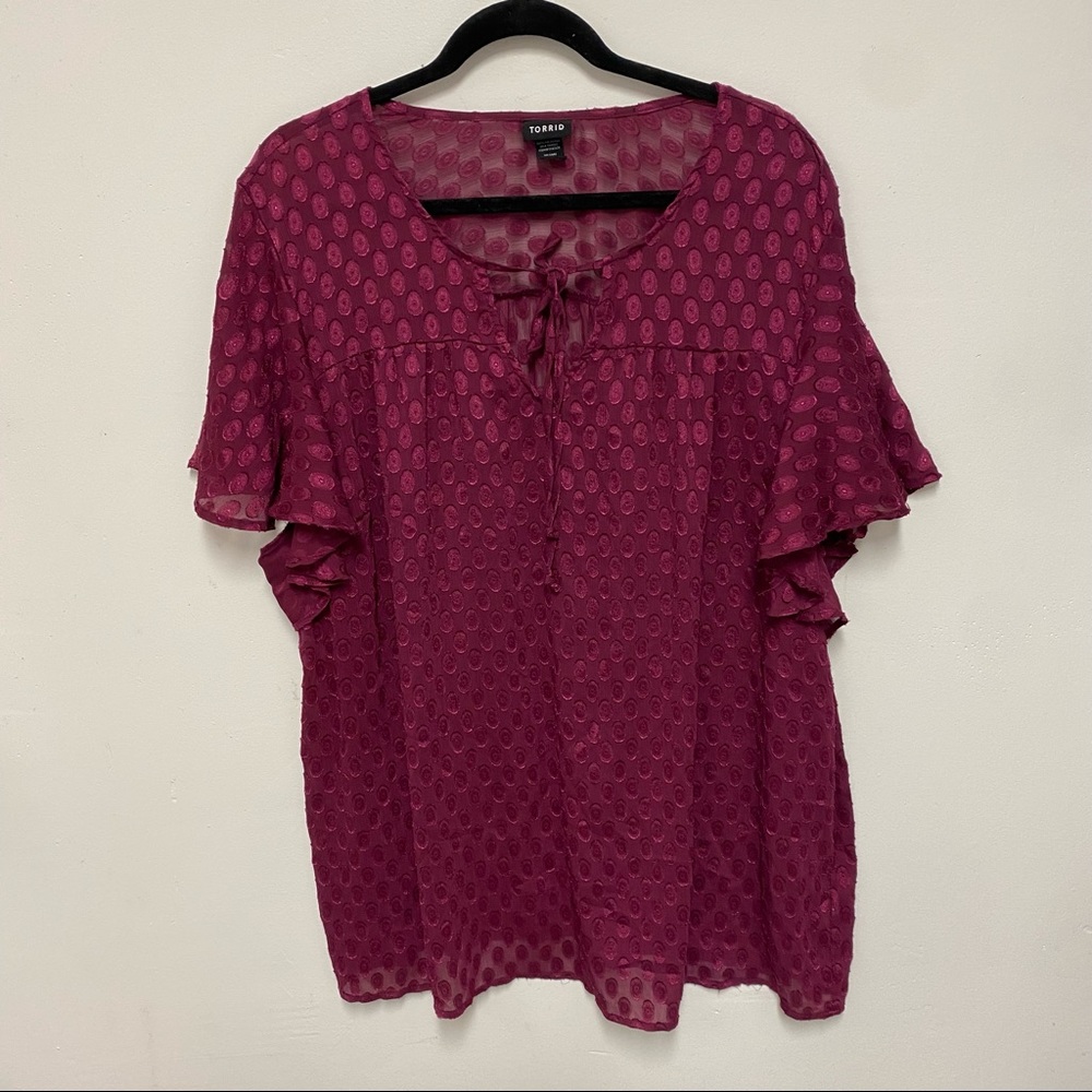 Torrid Polka Dot Tie Neck Blouse 4X